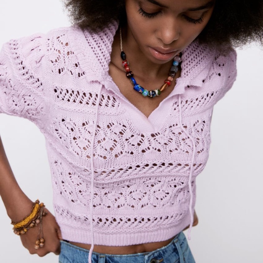 NWT | ZARA | POINTELLE KNIT TOP